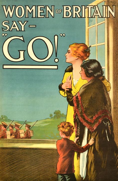 Original Antique War Propaganda Poster Women Of Britain Say Go WWI