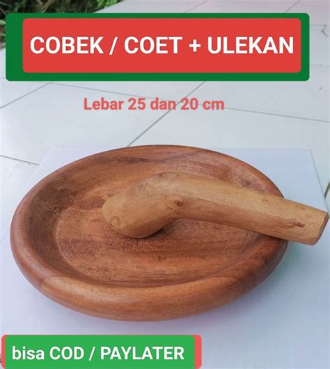 coet cobek kayu sepasang isi  coet cobek   ulekan mutu