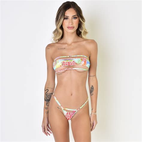 Bahama Tease Bandeau Micro Bikini with Sheer Accents – Oh Lola