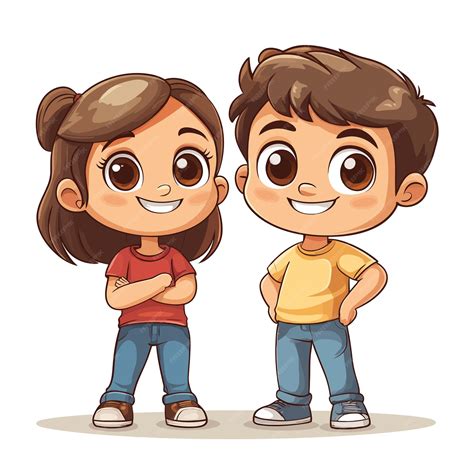 Hermanos divirtiéndose juntos Vector de dibujos animados | Vector