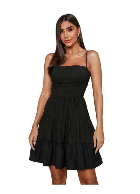 Vestido Curto Preto Rodado