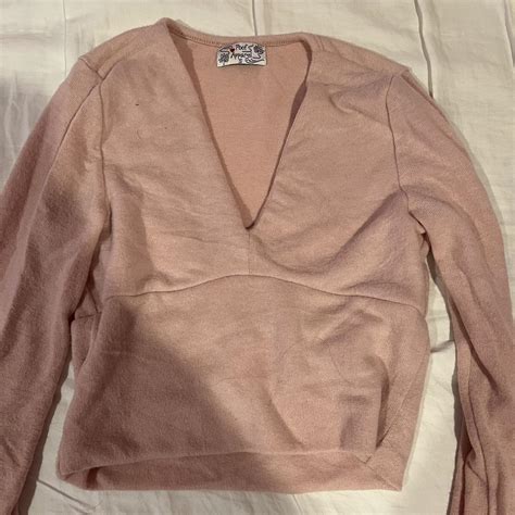 pink wraparound ballet-style top (doesn’t actually... - Depop
