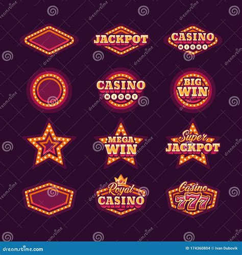 Collection of Shining Red Retro Casino Signs Stock Vector ...