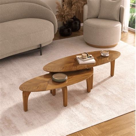 Mesa De Centro Orgânica - Conjunto de Mesa de Centro Laminada Folha Orgânica | MadeiraMadeira