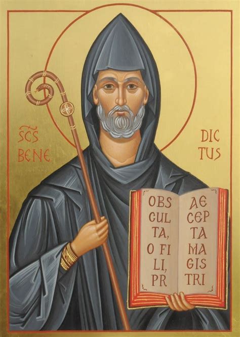 saint benedict icon  nursia handmade catholic icon  st benedict