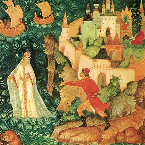 Мстерская лаковая миниатюра. Л.Г.Зуйков. Шкатулка «Сказка о царе ...