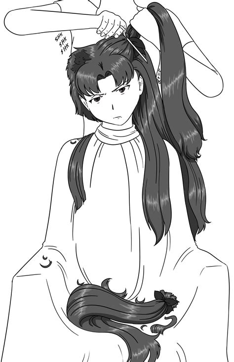 Rin Tohsakas Pigtails are Cut Off (lineart) by danielwartist on DeviantArt