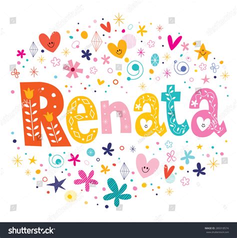 Renata Girls Name Decorative Lettering Type Stock Vector (Royalty Free
