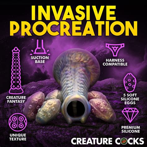 Deep Invader Tentacle Ovipositor Silicone Dildo With Eggs - The