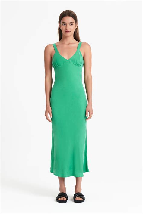 Shop Arianne Cupro Slip Dress in Jade | Nude Lucy