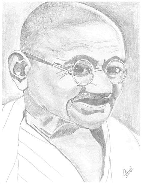 Gandhiji Sketch at PaintingValley.com | Explore collection of Gandhiji Sketch