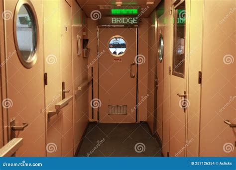 entry door  ship control panel  captains bridge stock photo
