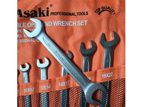 Bộ cờ lê 2 đầu miệng 8 chi tiết Asaki AK-7508 (6mm - 24mm) - META.vn