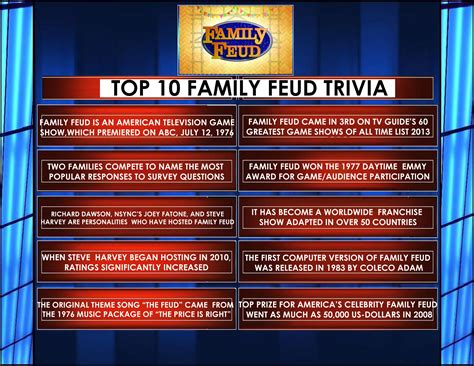 Family Feud Questions Printable
