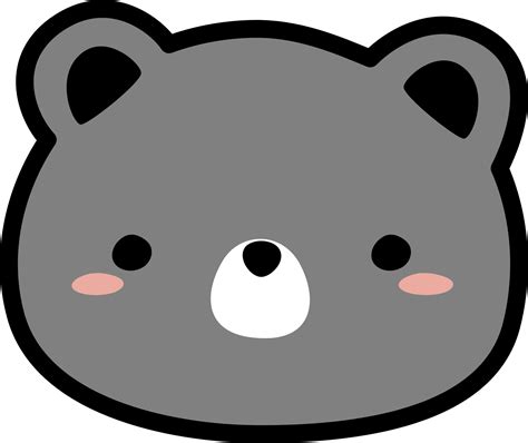 grey teddy bear face cartoon flat element 27181824 PNG