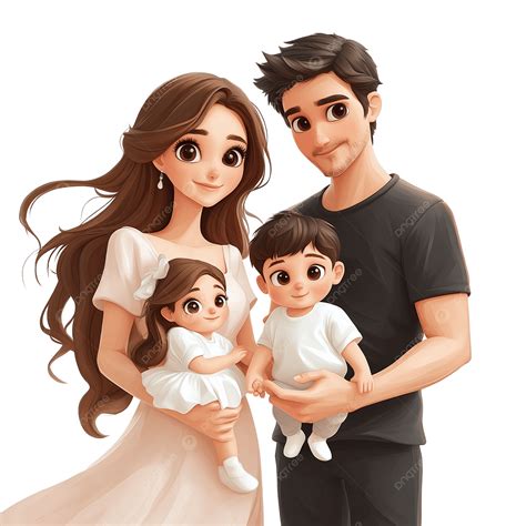 Cartoon Family Of Two Daughters