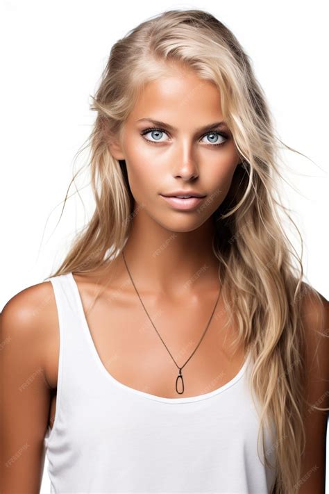 Attractive beautiful gorgeous scandinavian skinny tanned model on white
