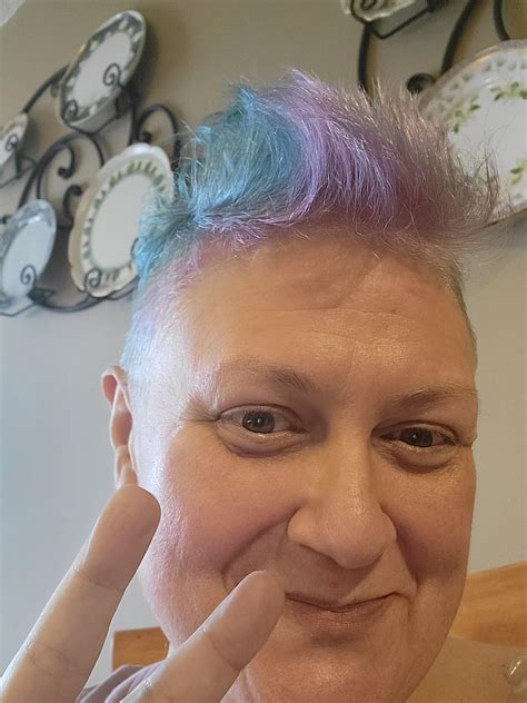 Just got my temporary mohawk and dyed it teal and purple in advance of ...