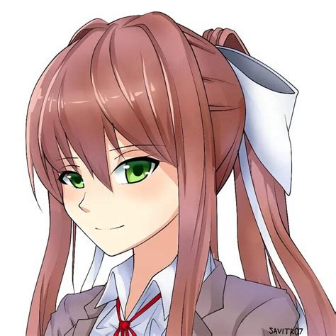 Моника из «Doki Doki Literature Club» в лучших рисунках.