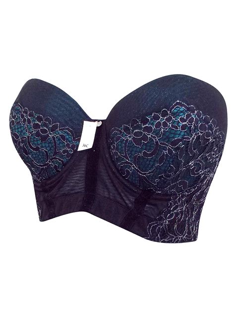 Boux Avenue - - BLACK Velvet Lace Strapless Longline Bra - Size 32 to