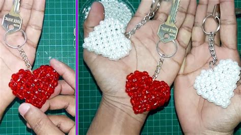 diy     keychain beaded keychains loveheart shape