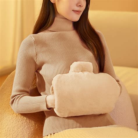 Ettsollp 1 Pc/Set 1000/2000ML Hot Water Bag with Plush Cover Leak-proof