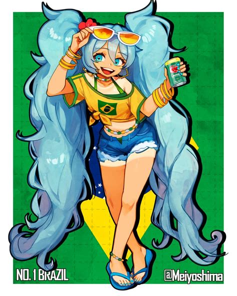hatsune miku  brazilian miku vocaloid drawn  meiyoshima danbooru