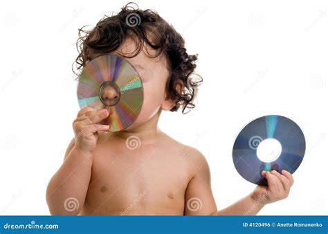 Baby with disk. stock photo. Image of little, information - 4120496