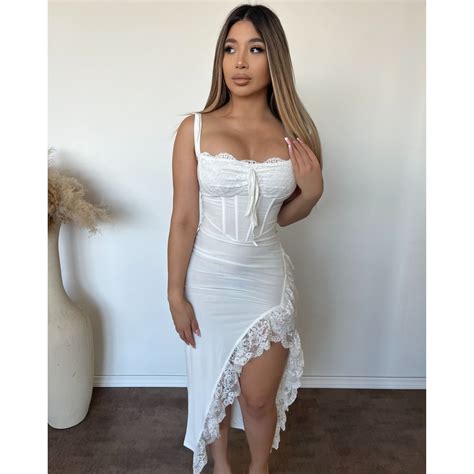 Giana Slit Dress (White) – OOTDFASH