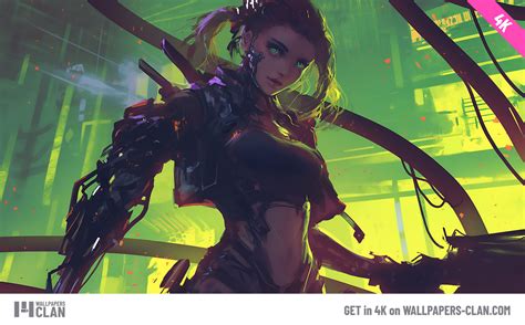 cyberpunk  cyber warrior girl desktop wallpaper