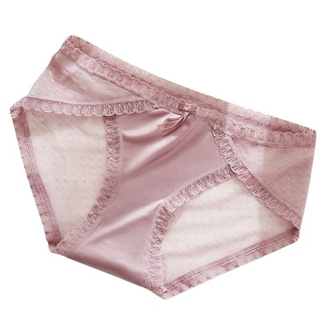 RYRJJ Women's Satin Slik Knickers Briefs Panties Soft Lace Trimmed