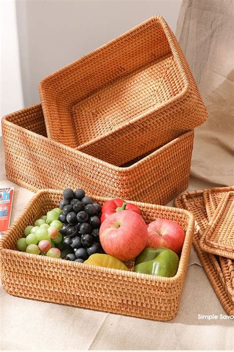 rustic wicker basket woven fruits basket wooden serving tray wicker