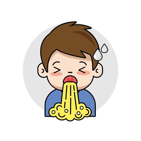 Sick boy vomiting cartoon vector illustration. 27705212 Vector Art at