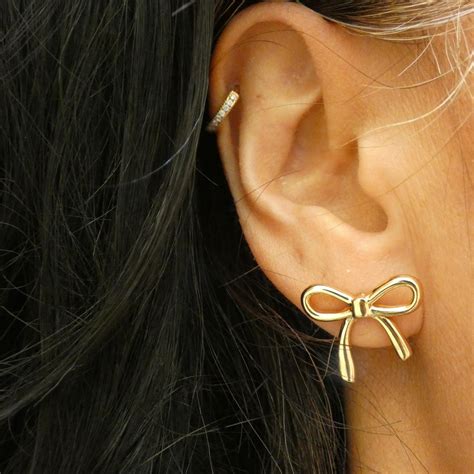 gold bow stud earrings dainty bow earrings bow tie stud earrings