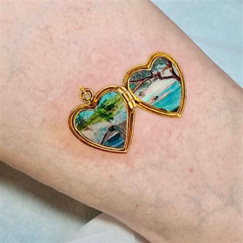 Open Heart Locket Tattoo