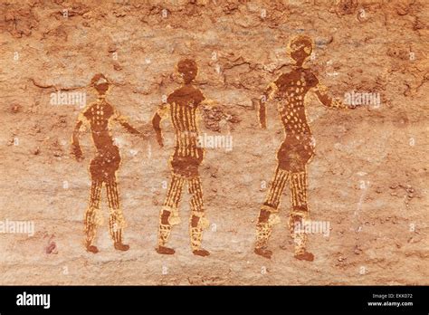 Famous prehistoric rock paintings of Tassili N'Ajjer, Algeria Stock ...
