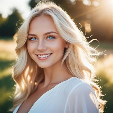 Premium Photo | Portrait of a smiling beautiful young blonde girl or ...