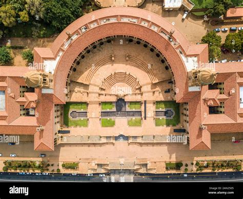 Aerial view, Unions building, offices of the President and Government ...