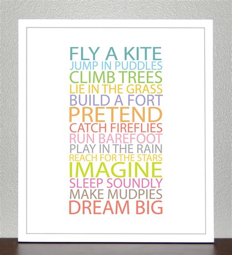 Kids Wall Decor, Inspiration Quote Prints for Children BE A KID 8x10 ...