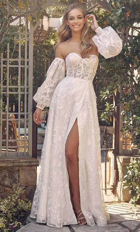 Nox Anabel K1155 - Strapless Detachable Sleeves Prom Dress – Couture Candy