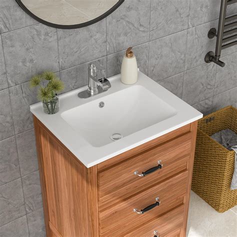 Snapklik.com : White Bathroom Sink One Hole Drop In 24 X18 Inch One