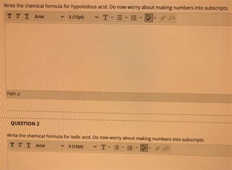 Solved Write the chemical formula for hypoiodous acid. Do | Chegg.com