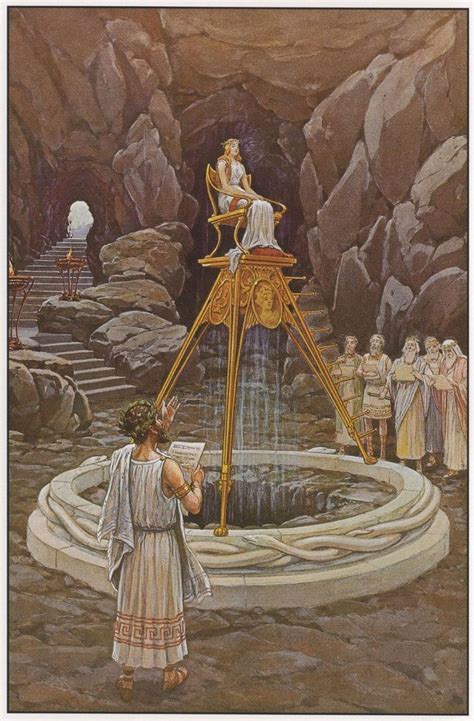 Pythia in the Temple of Apolo at Delphi. The artwork was done by famed ...