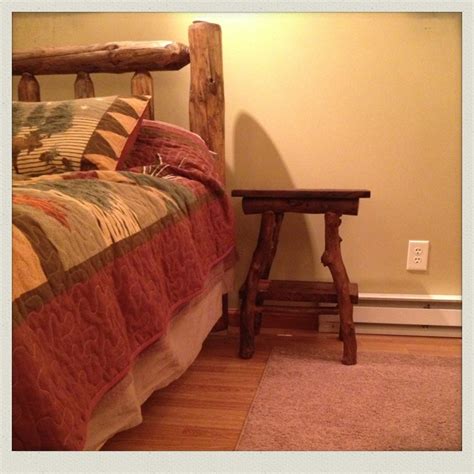 bedside log table  rustic cabin decor