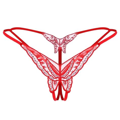 Women Panties Sexy Sequin Embroidery Sting Crotchless Transparent