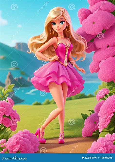 Princess Doll, Cartoon Character Girl, 3D Animation Style Stock