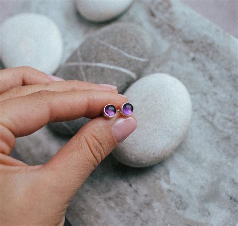 Серьги-пусеты с аметистом – Jam Jewelry