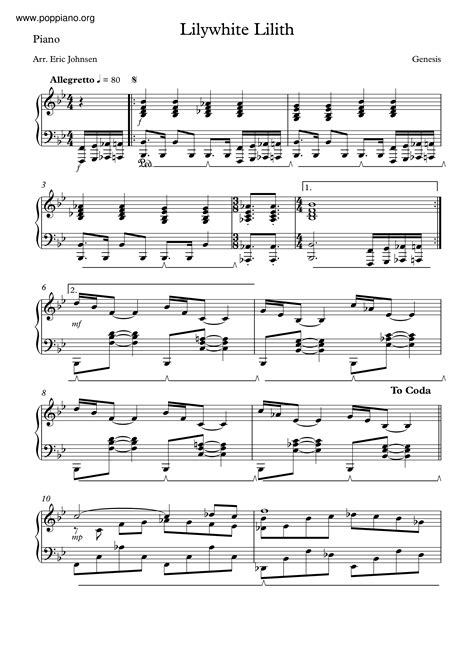 Genesis-Lilywhite Lilith Sheet Music pdf, - Free Score Download ★