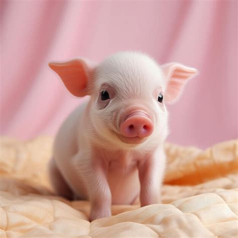 Premium Photo | Illustration ofA mini pig cute cute closeup pink ...
