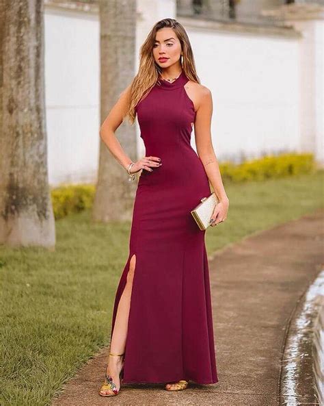 Vestido Longo Cor Marsala - Para Madrinha Cor De Roupa Marsala Vestido Marsala Vestido De Madrinha ...
